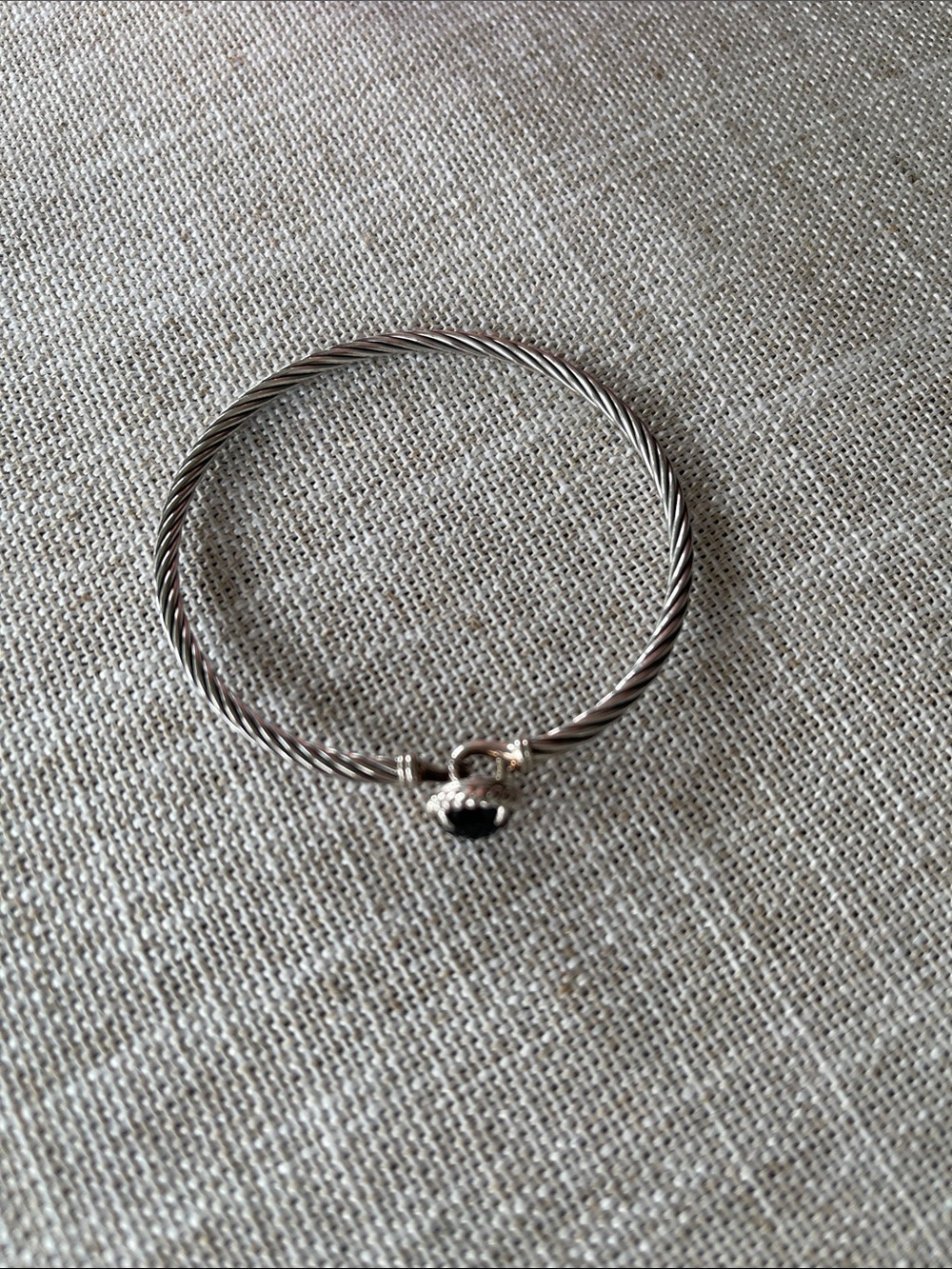 David Yurman Silver Cable Petite Chatelaine Bracelet with Black Onyx Accent - Picture 7 of 10